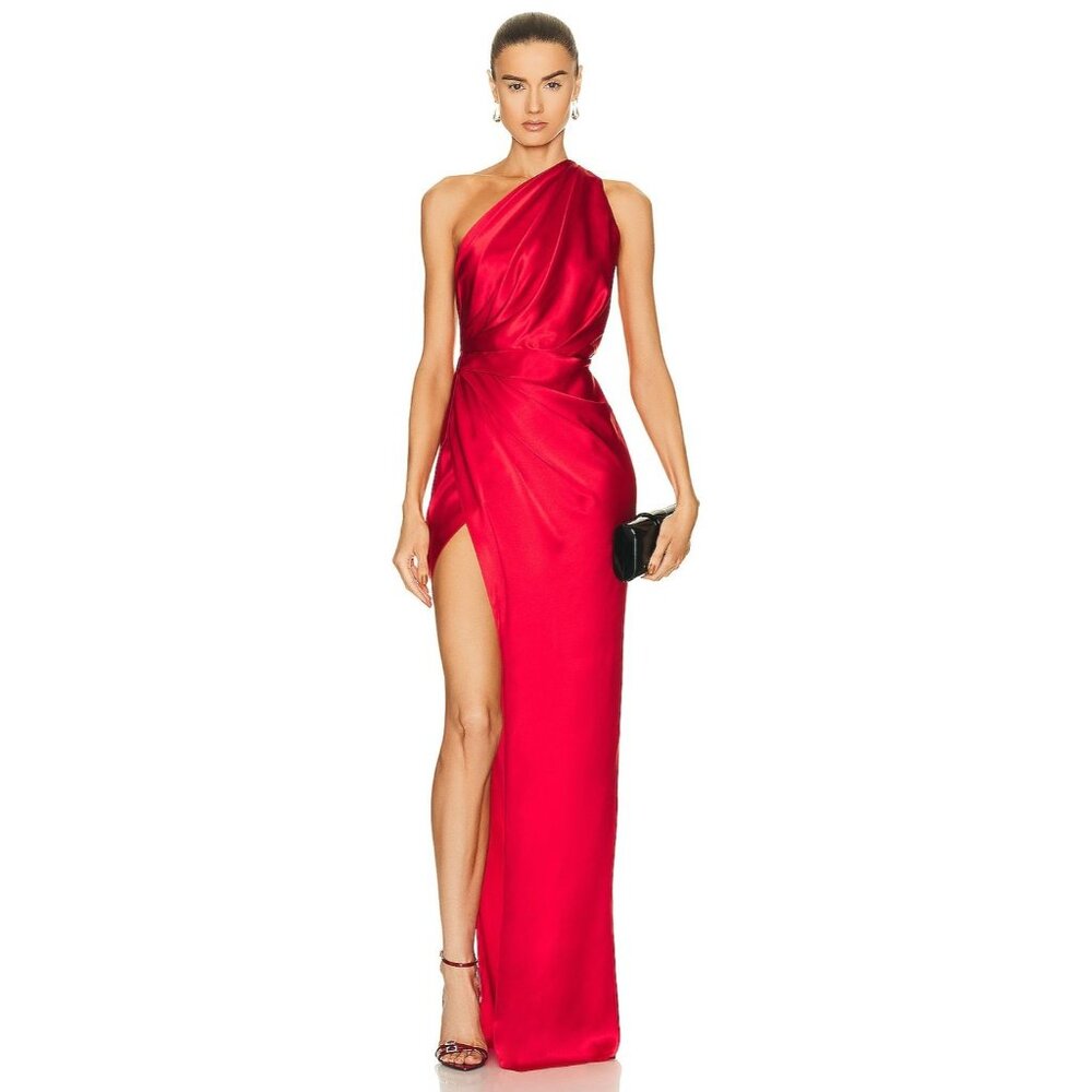 The Sei for FWRD Womens Drape Gown in Scarlet 10 New Long Maxi Formal Dress
